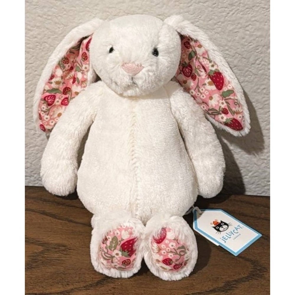 NWT Jellycat Blossom Cream Bunny Berry Little 7" Plush Strawberry Authentic USA